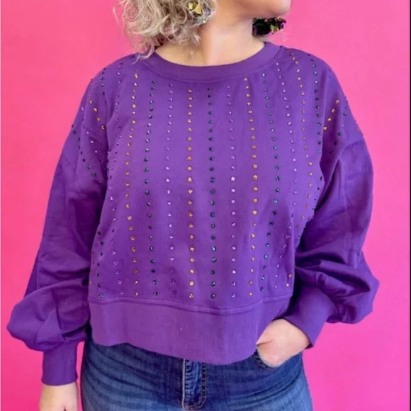 Mardi Gras Rhinestone Sweater - Picture 1 of 2